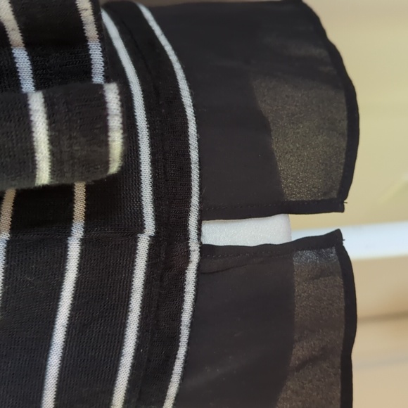 Talbots Striped Rayon Blend Top Large Petite Black White Stripes - Picture 11 of 16